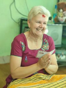 Dr.Christine Tipper during the Dashain Festival in Nepal