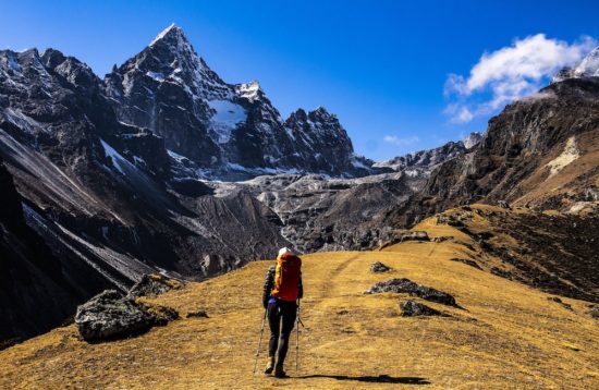 Solo Woman trekking into the Everest region