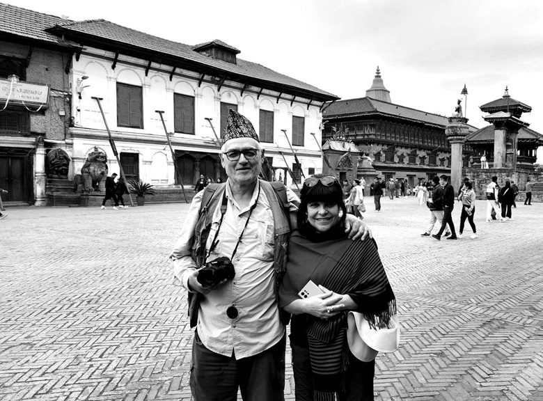 Daniel and Mariela in Bhaktapur Durbar Square.