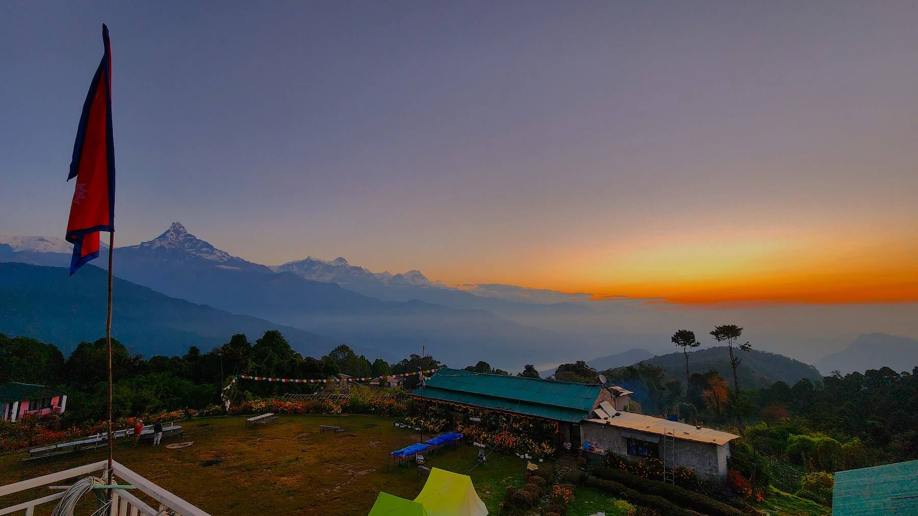 Mount Fishtail seen from Australian Camp in the early morning.