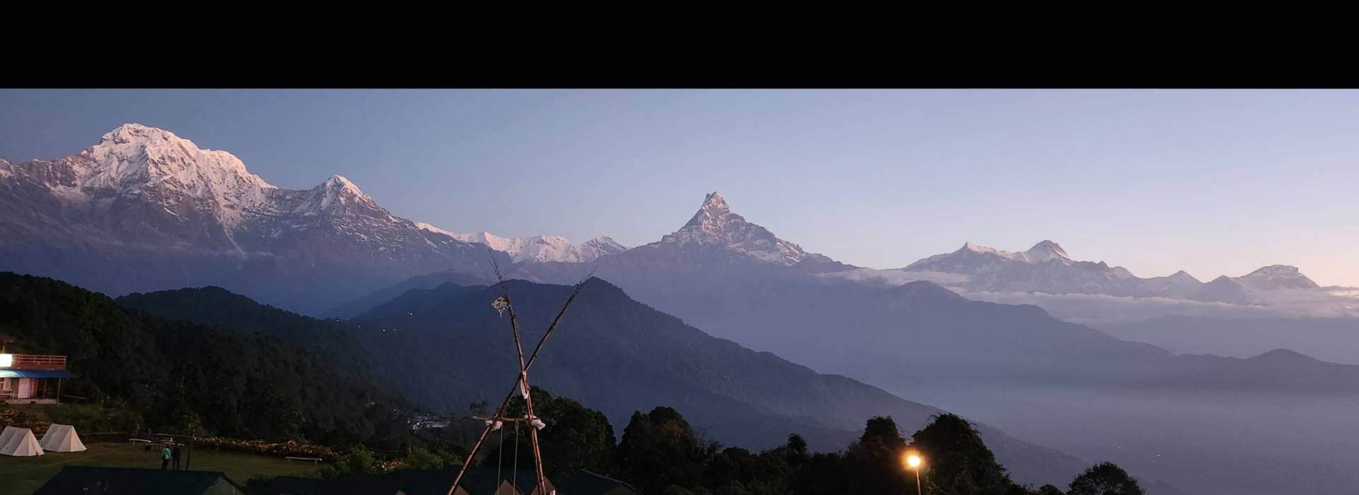 Mount Fishtail seen from Australian Camp in the early morning.